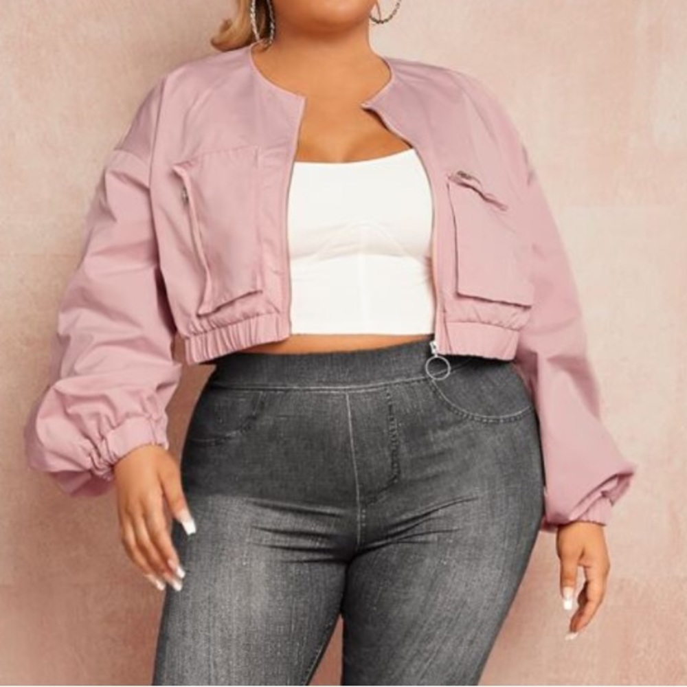 mauve crop jacket long sleeves 1x